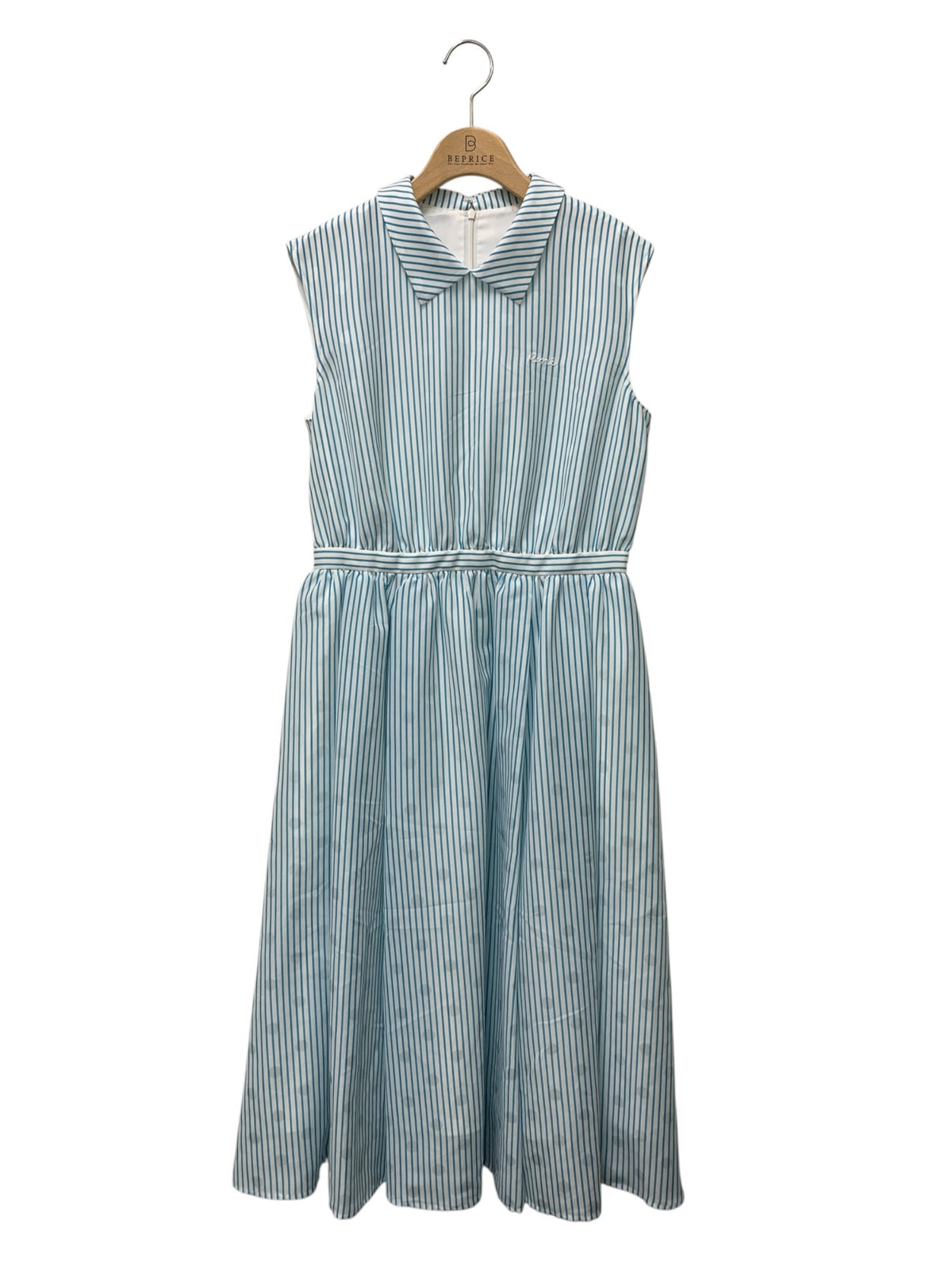 ルネ Dress 5626190 38 ブルー ドット×ストライプ ノースリーブワンピース ITFQCQ731EUW