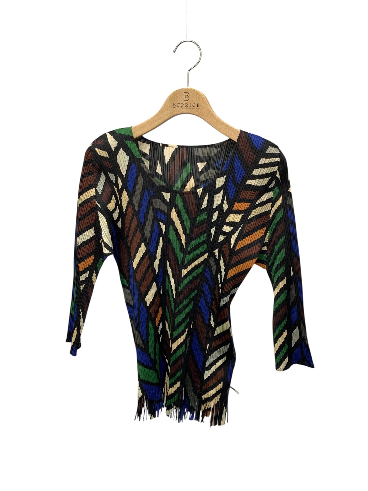 プリーツプリーズイッセイミヤケ PP23-JK656 カットソー 3 マルチカラー 裾フリンジ ITTPRSJSH9DE