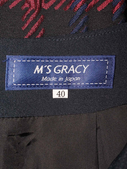 エムズグレイシー 727507 スカート 40 ブラック/ネイビー/ピンク タック IT8XGEXDQQ2E