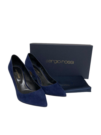 セルジオロッシ  3841 パンプス 36 ネイビー スエード ポインテッドトゥ IT0MMRXKOUBQ
