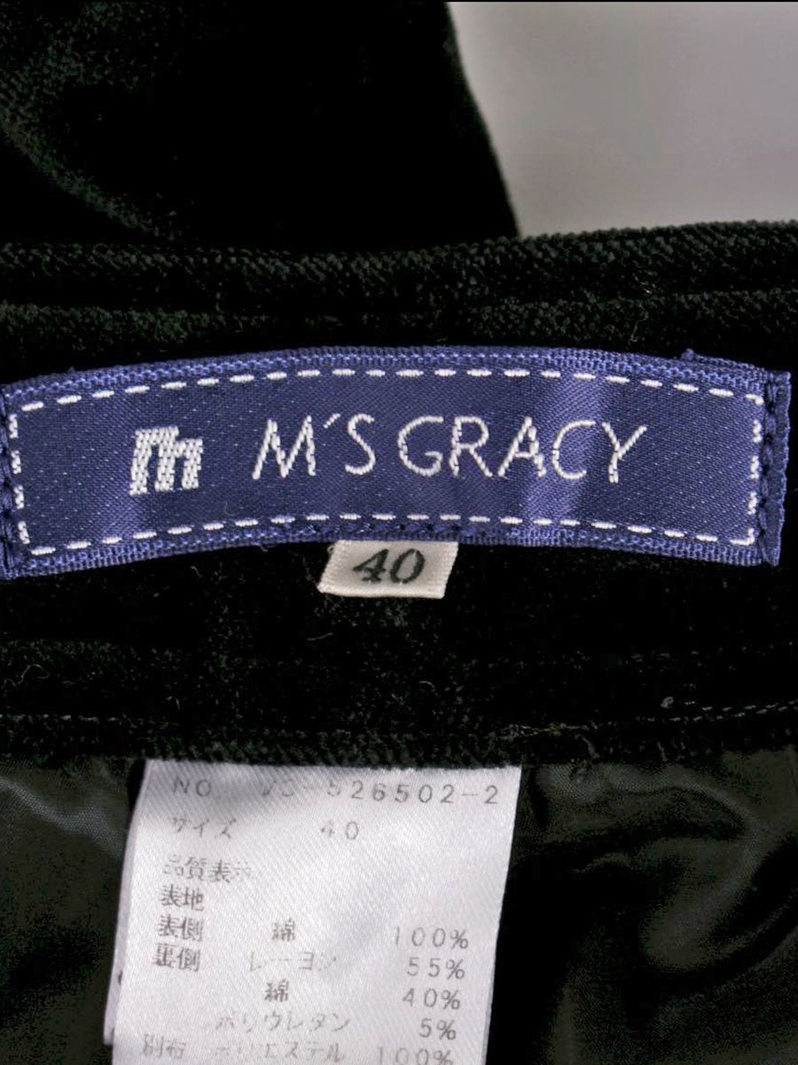 エムズグレイシー 526502 パンツ 40 ブラック ベロア リボン ITIGSJXWCUIC