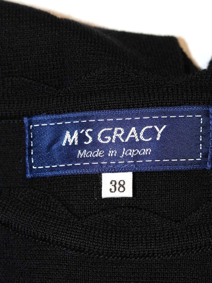 エムズグレイシー Scalloped Lavender Knit 818574 ニット セーター 38 ブラック ITMV7JVFPBAU