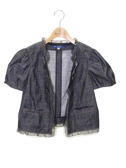 エムズグレイシー 024339 ジャケット 40 ブラック デニム フリル IT0ZNQFV6Y0S