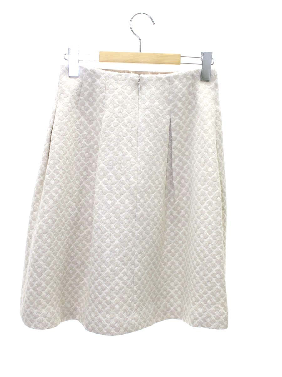 エムズグレイシー 917553 スカート 36 ベージュ フラワーモチーフ ウール フレアー ITYX12GRFGQI