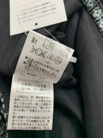 ルネ 6536540 ワンピース 36 ブルー ツイード タックフレア IT5R9KFSW4HC