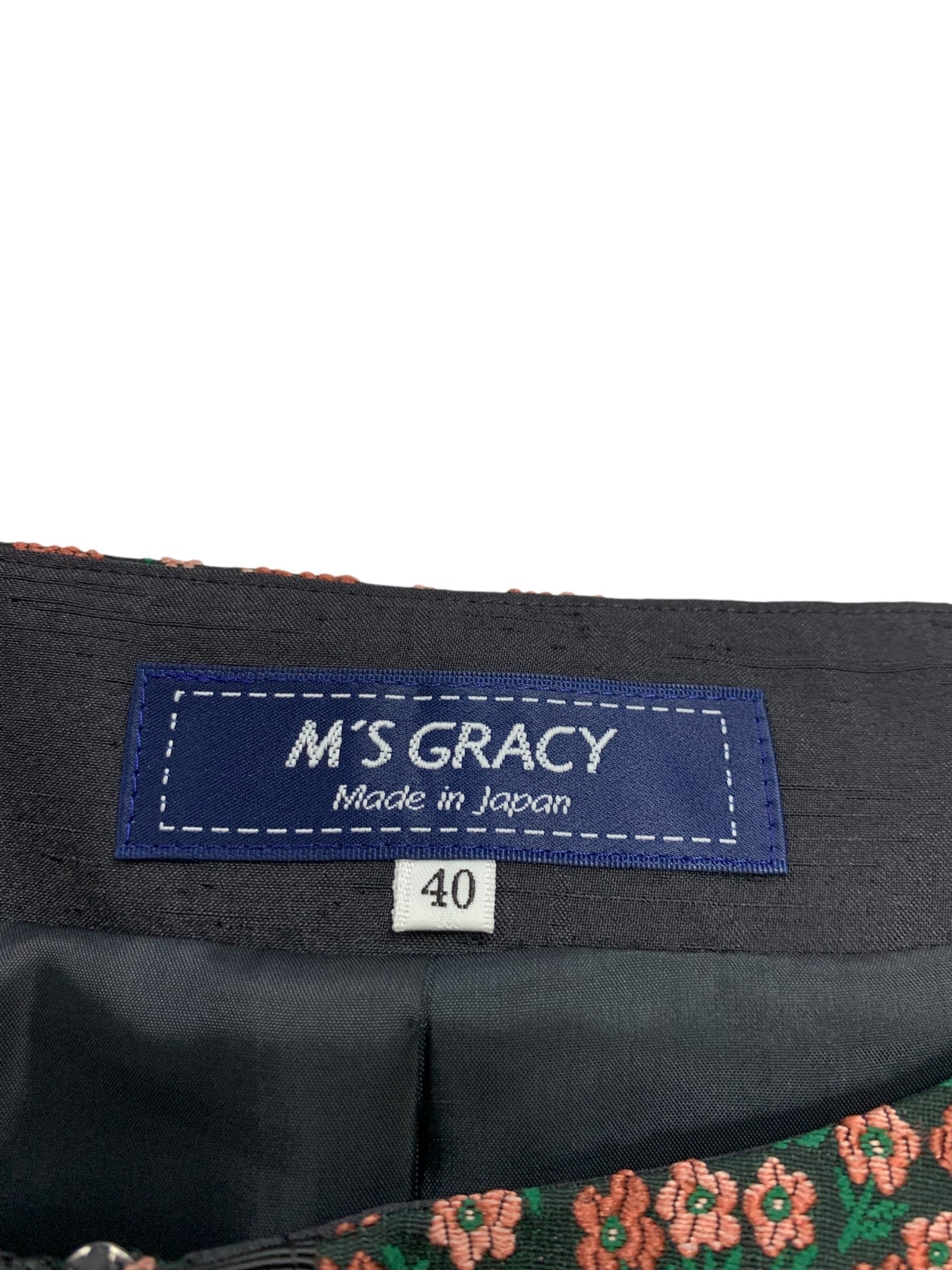 エムズグレイシー 小花柄ジャガードドレス 411520 ワンピース 40 マルチカラー グログラン リボン IT45I49O3A20