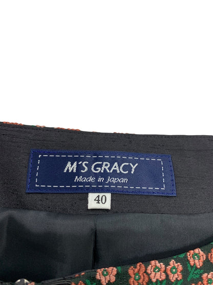 エムズグレイシー 小花柄ジャガードドレス 411520 ワンピース 40 マルチカラー グログラン リボン IT45I49O3A20