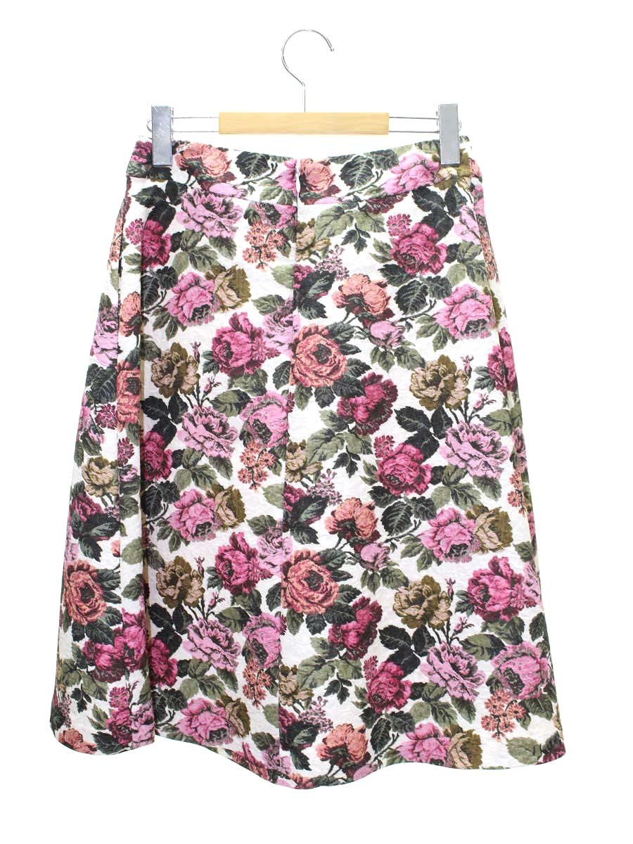 エムズグレイシー ゴブラン調プリントタックスカート 017526 38 ホワイト/ピンク ITY3TIC0L5G4