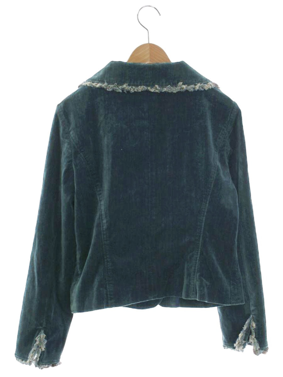 エムズグレイシー 524506 ジャケット 42 ネイビー ブルゾン デニム蝶 ベロア ITHH4TY674K9