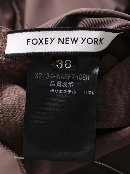 フォクシーニューヨーク スモッキングフレア 32134 スカート 38 ブラウン ITXIE6D8EWM4
