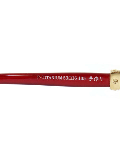 中村勘三郎 KN-2670 メガネ ゴールド/レッド ストーン付き スクエア  COL.C-2 ITZIM09US6EC 【SALE】