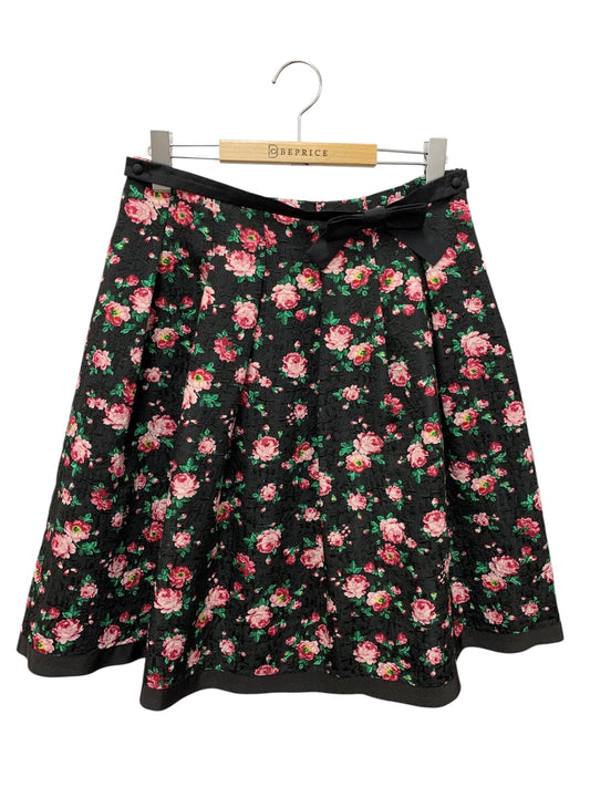 エムズグレイシー 917511 スカート 40 ブラック フラワーモチーフ タック ITLWUI0L9WC7