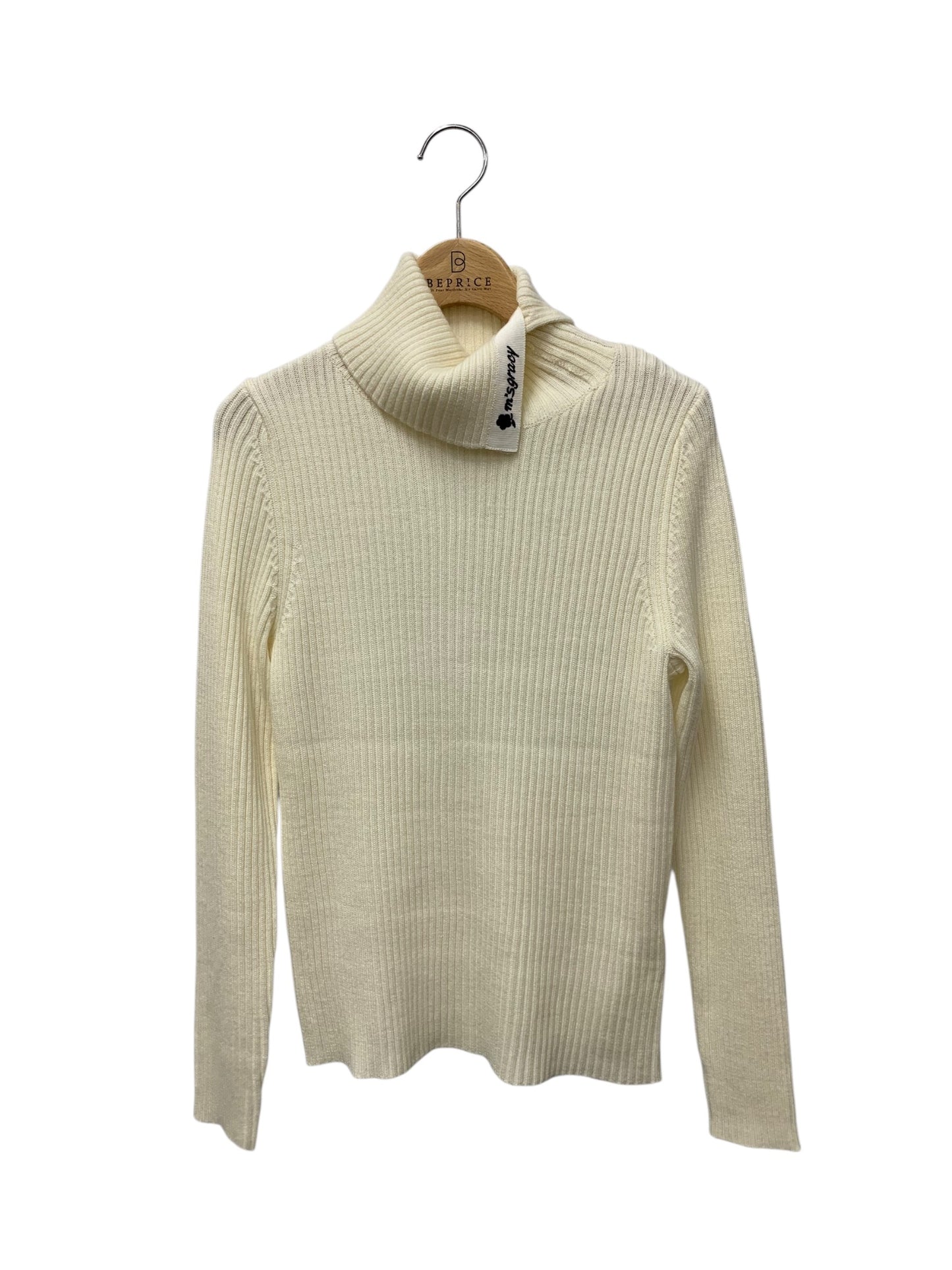 エムズグレイシー ロゴ刺繍入りタートルネックセーター 418611 ニット 40 アイボリー ボタン ITACPHCBLQDW
