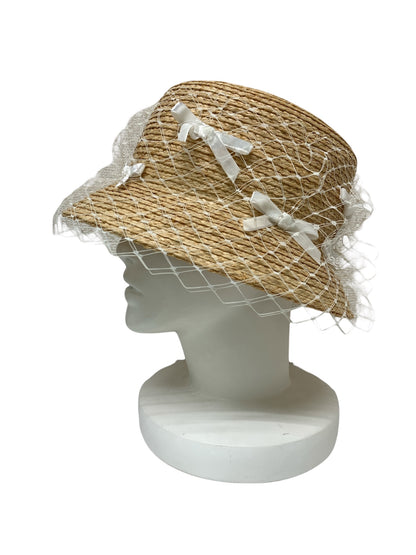 アシーナニューヨーク ベージュ リボン 麦わら帽子 IT38GQD23DRU