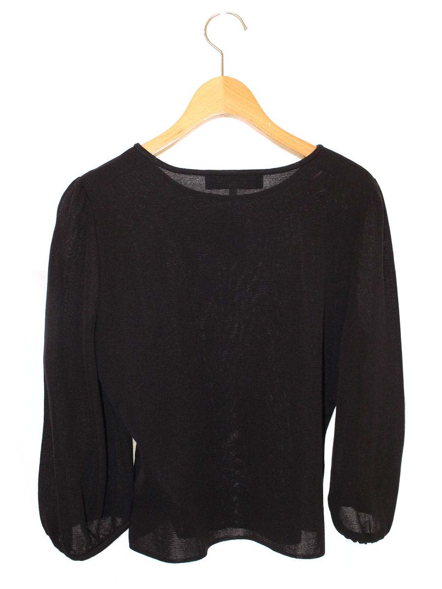 エムズグレイシー 728111 Tシャツ カットソー 40 ブラック フラワーモチーフ スパンコール ITW5V5CHL9F4