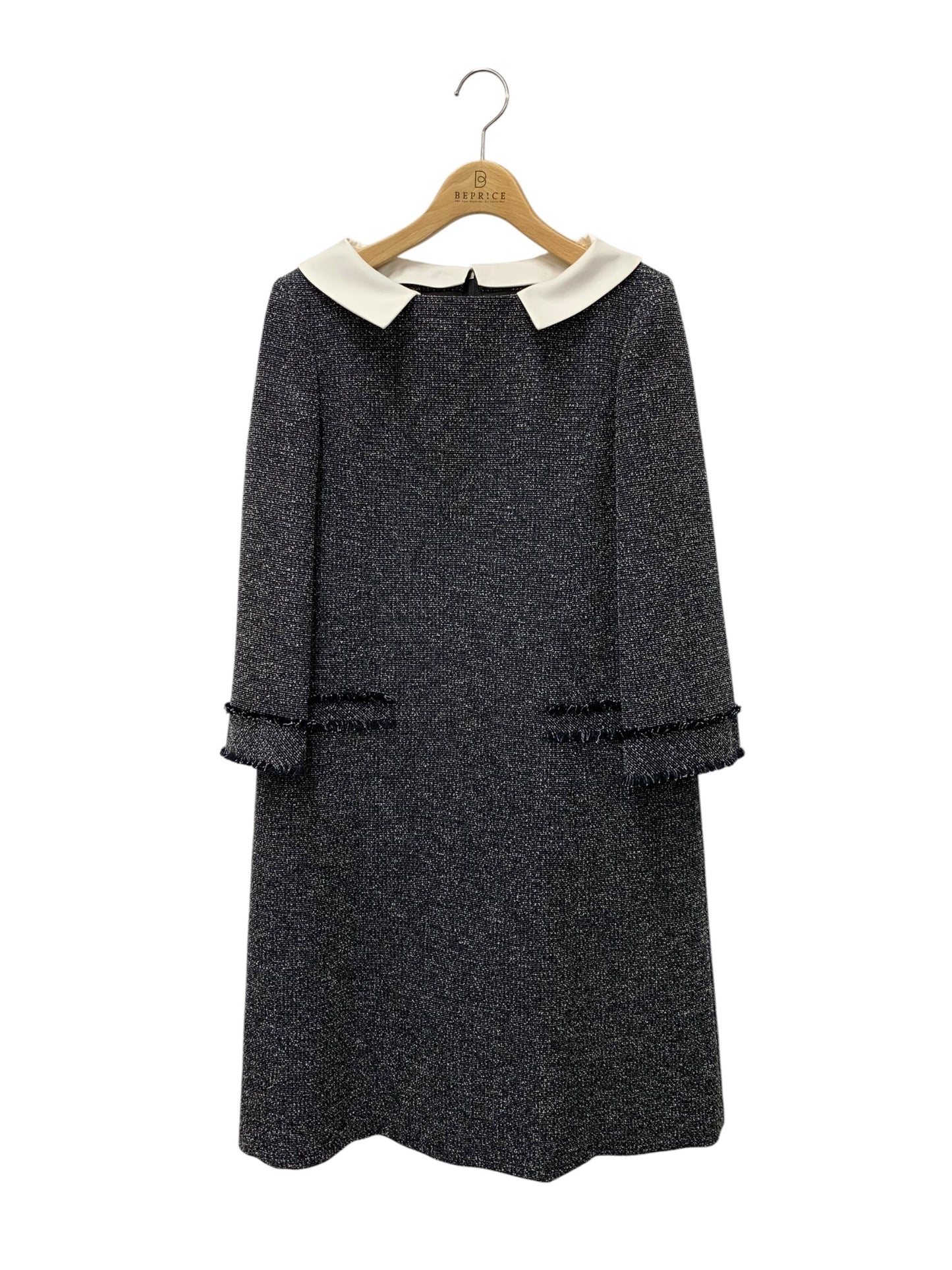 フォクシーニューヨーク Eclat De Nuit Dress 42153 ワンピース 38 ネイビー ツイード ITUJZZM6XUC0 【SALE】