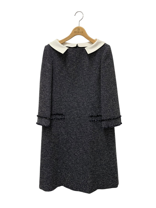 フォクシーニューヨーク Eclat De Nuit Dress 42153 ワンピース 38 ネイビー ツイード ITUJZZM6XUC0