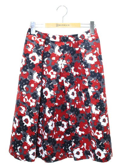 トゥービーシック W5S08-442-19 スカート 40 レッド ペイント 花柄 フレアー IT6I5EHKDJ6A 【SALE】