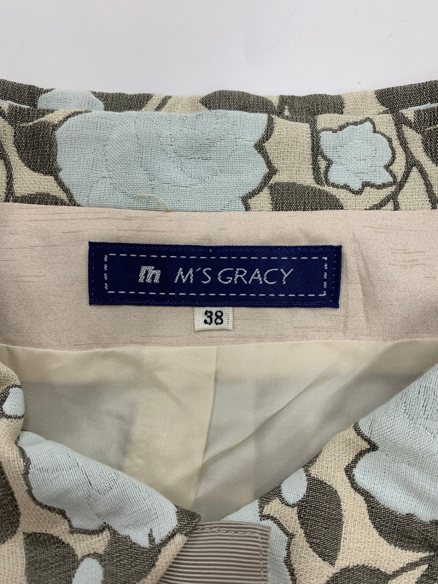 エムズグレイシー 529109 コート 38 ブルー フラワーモチーフ ITKJDXHDJ9AO