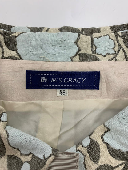 エムズグレイシー 529109 コート 38 ブルー フラワーモチーフ ITKJDXHDJ9AO