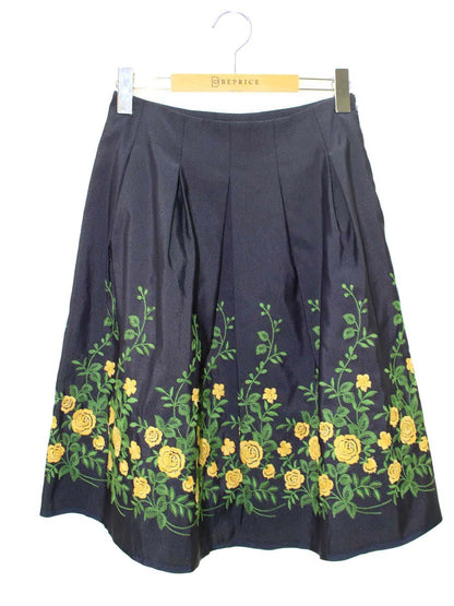 エムズグレイシー 917301 スカート 38 ネイビー 花柄 刺繍 ITQJUQM51C5C