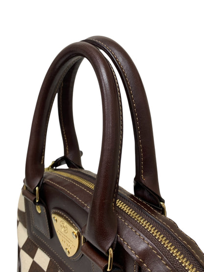 アタオ ハンドバッグ ブラウン アップルミニ チェック レザー スエード ハラコ ITYFIE7V3YK8