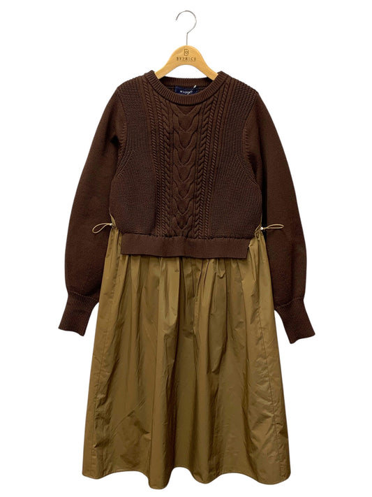 エムズグレイシー ニットコンビワンピース 511611 38 ブラウン IT4YO9PVIBKA