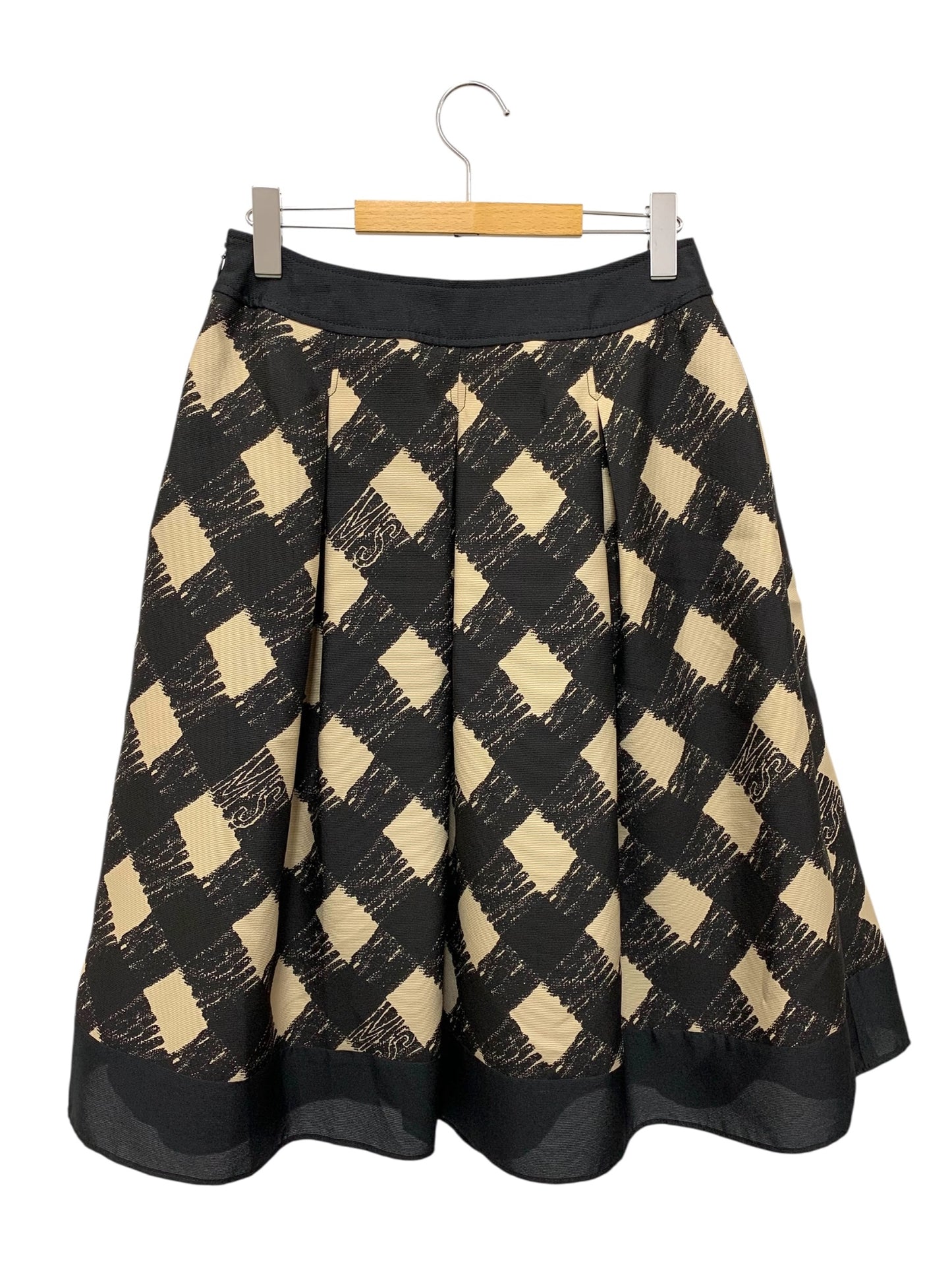 エムズグレイシー バイヤスチェックタック 517318 スカート 40 ブラック ITXBKMVM8ZI8