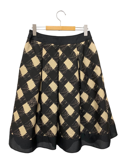 エムズグレイシー バイヤスチェックタック 517318 スカート 40 ブラック ITXBKMVM8ZI8