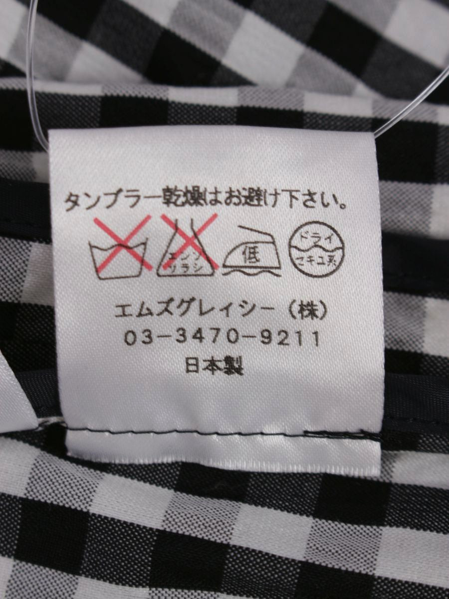 エムズグレイシー 024310 ブラウス 42 ブラック シャツ ギンガムチェック リボン IT1V5PT5H3K0