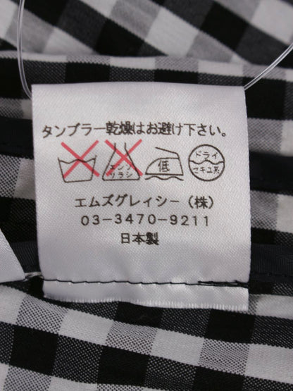 エムズグレイシー 024310 ブラウス 42 ブラック シャツ ギンガムチェック リボン IT1V5PT5H3K0