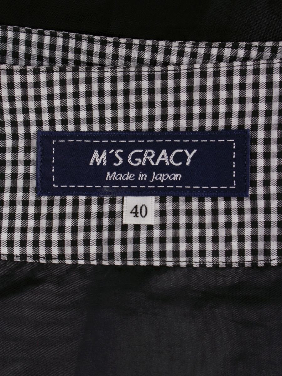 エムズグレイシー 417321 スカート 40 ブラック ギャザー ギンガムチェック ITD7P3Q5K3U1