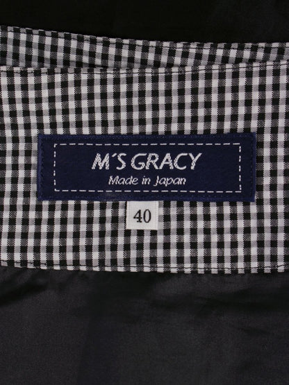 エムズグレイシー 417321 スカート 40 ブラック ギャザー ギンガムチェック ITD7P3Q5K3U1