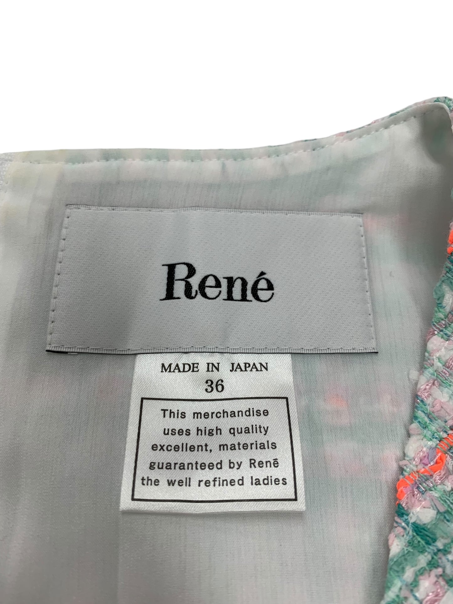 ルネ 6426080 ワンピース 36 グリーン マリアケント社製ツイード IT7927QRUKGF 【SALE】