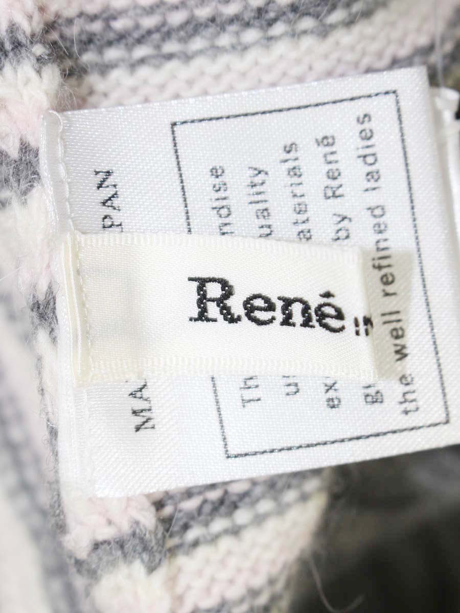 ルネ ニットワンピース 36 グレー ボーダー タートルネック カシミヤ ITEV9PD3ARMY