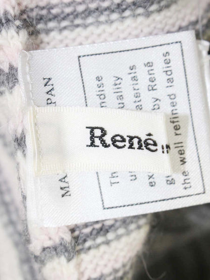 ルネ ニットワンピース 36 グレー ボーダー タートルネック カシミヤ ITEV9PD3ARMY