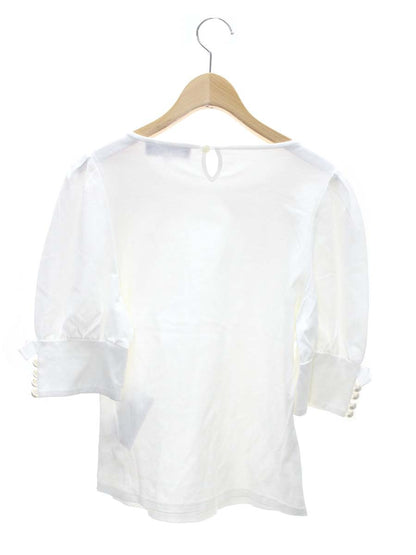 エムズグレイシー 315314 Tシャツ カットソ 40 ホワイト パールボタン リボン IT8Y53LKM580