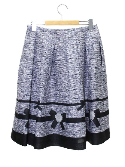 エムズグレイシー 017132 スカート 40 グレー トロンプルイユ リボン フラワープリント IT6G3STEIMLC