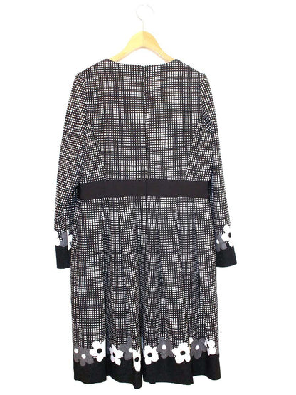 エムズグレイシー 521564 ワンピース 42 ブラック チェック 花 リボン IT2YKPSEB134
