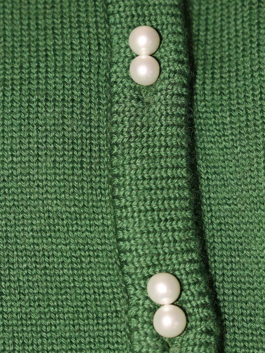 ルネ 6142370 カーディガン 36 グリーン パールボタン ウール ITMJTVM4Y62A