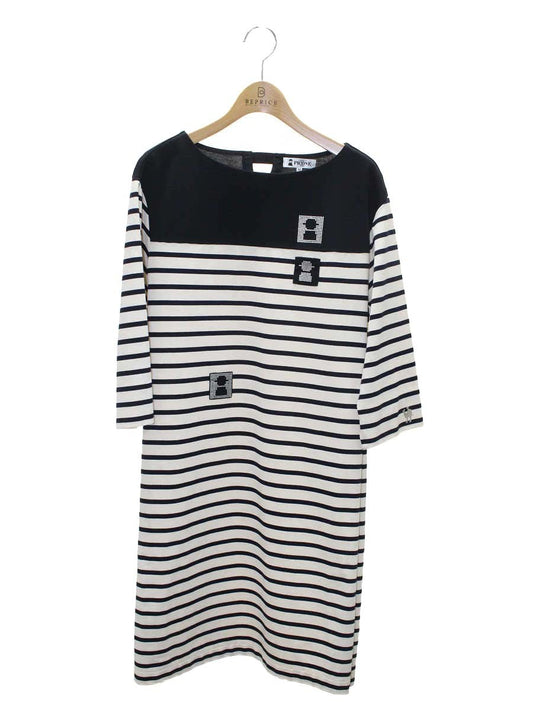 スタジオピッコーネ P059206 ワンピース 40 ブラック/アイボリー ボーダー アルチビオ IT98PK9IRBW0