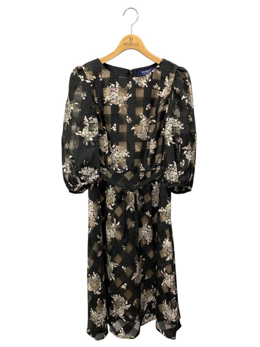 エムズグレイシー 311121 ワンピース 40 ブラック リボン オーガンジー ITF7MCQLWJL5