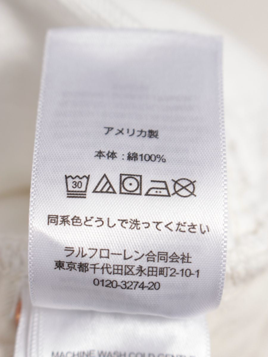 ダブルアールエル 41318 165/82A ホワイト デニムパンツ ストレート ロゴ 刺繍 ITP7EG5ZID6E