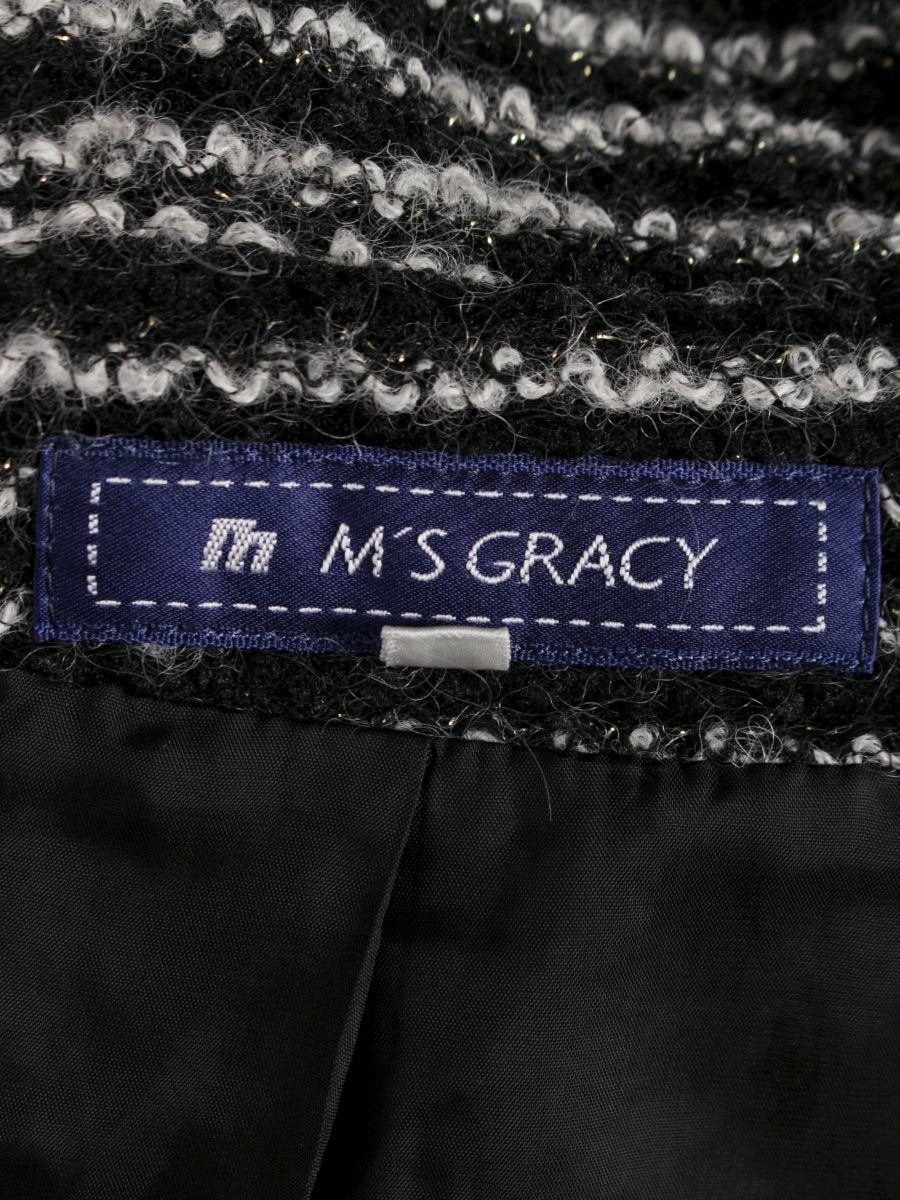 エムズグレイシー 424702 アウター 40 ブラック ラメ ニット リボン ウール ITMC5NYJA15X