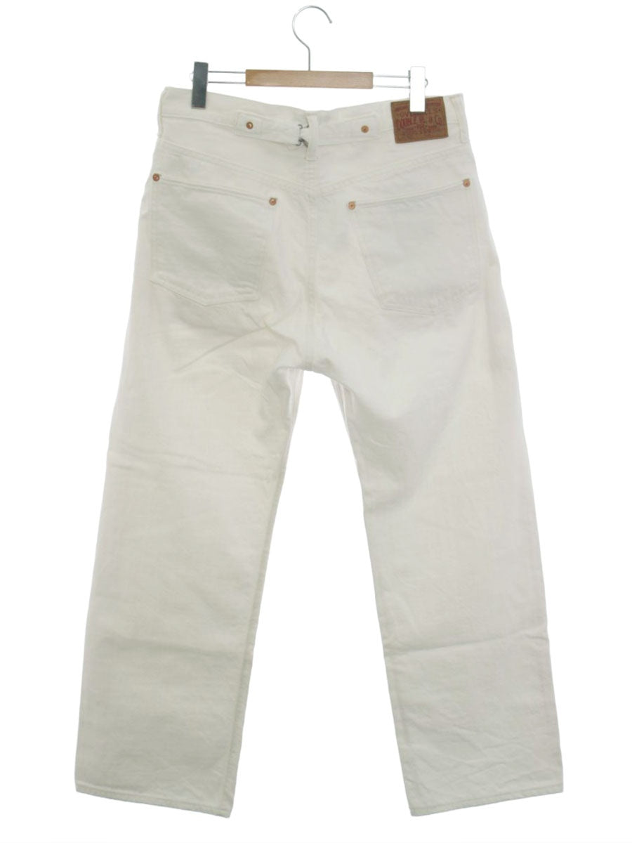 ダブルアールエル 41318 165/82A ホワイト デニムパンツ ストレート ロゴ 刺繍 ITP7EG5ZID6E
