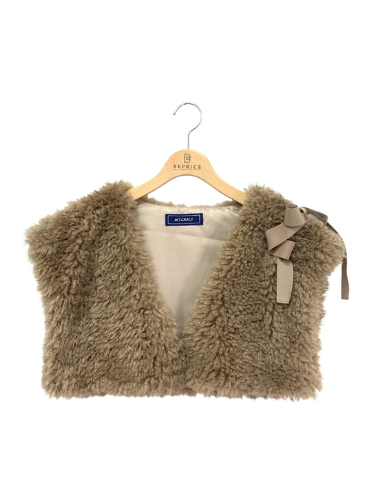 エムズグレイシー 396503 ベスト F ブラウン ボア リボン IT7XBBSP5G8K