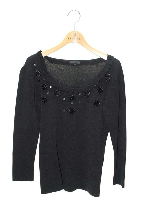 トゥービーシック W5N68-257-09 ニット 2 ブラック フリル ビジュー ITMRT60DBESU 【SALE】