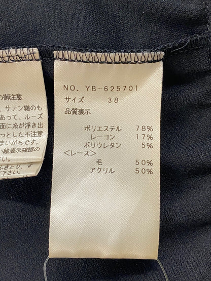 エムズグレイシー 625701 Tシャツ カットソー 38 ブラック バックジップ フラワーモチーフ レース ITOPF1TN8J2W
