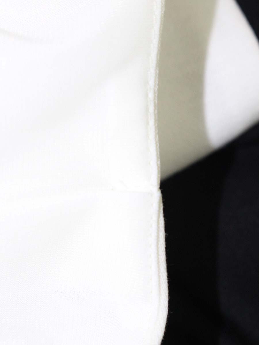 ルネ リミテッドエディション 5837040 ワンピース 38 ホワイト バイカラー バックジップ くるみボタン ストレッチ素材 IT4GH68S1X85