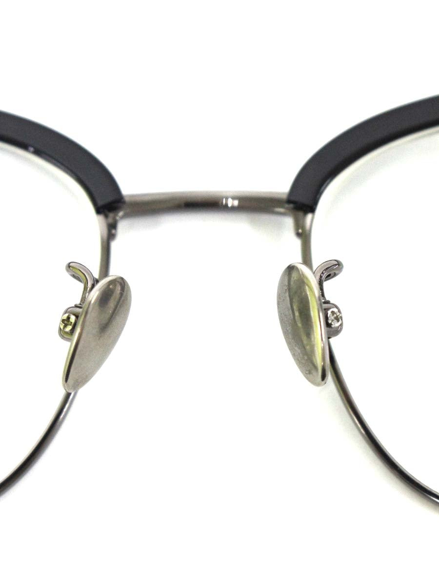 ヨウジヤマモト 19-0021-2 メガネ ブラック/シルバー コンビフレーム フルリム サーモントブロー ウェリントン ITXDMPARFO4C